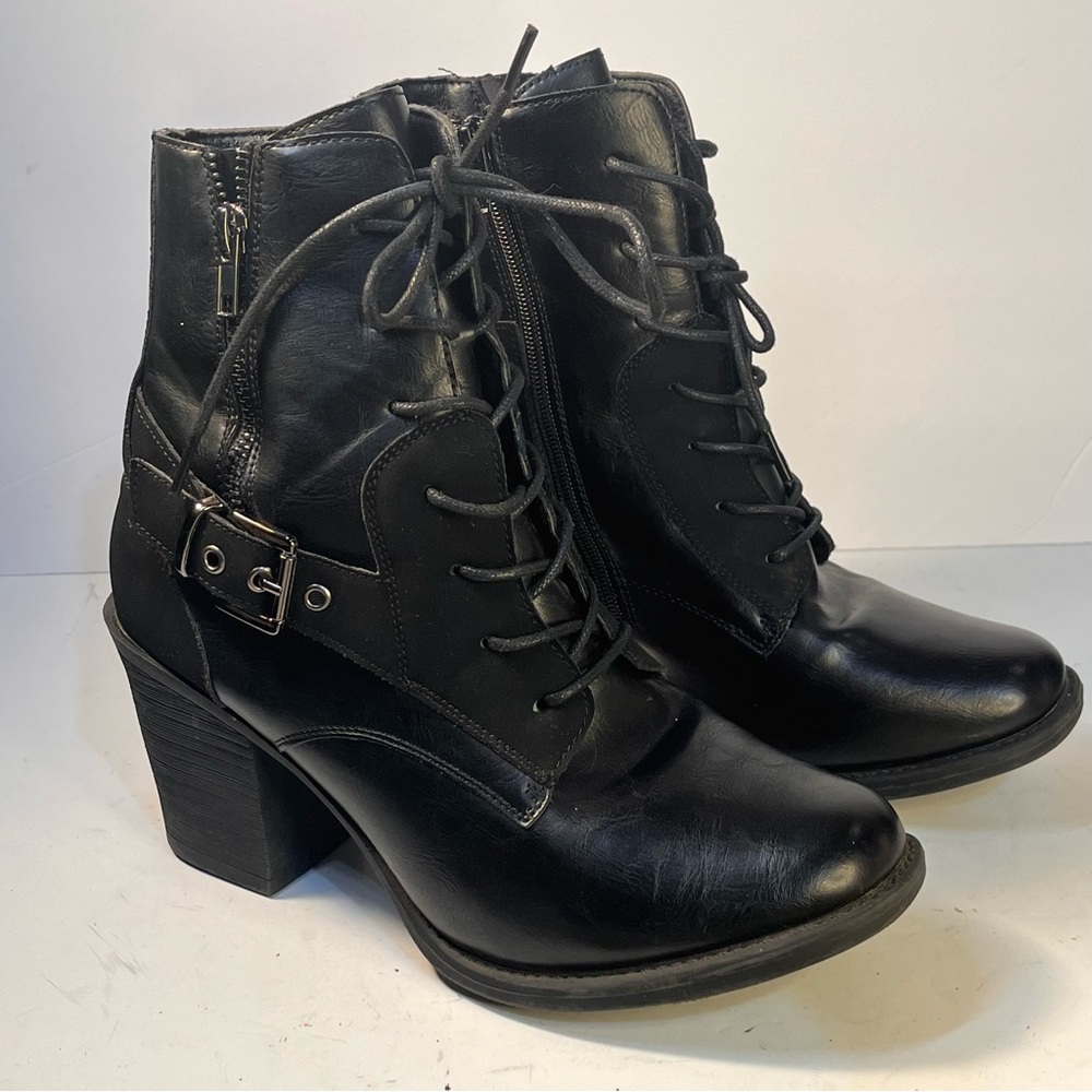 Pierre Dumas Ravenna-19 Black Side Zipper Buckle Lace Up Ankle Boots Women - Picture 11 of 12